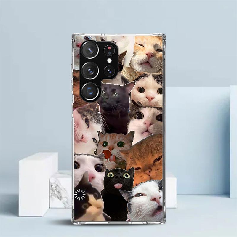 Crying Cat Memes Soft Cover for Samsung Galaxy S25 Edge S26 S24 S23 Ultra Phone Case S22 S21 Plus S20 FE Print Pattern Shell Gal Samsung S21 Plus