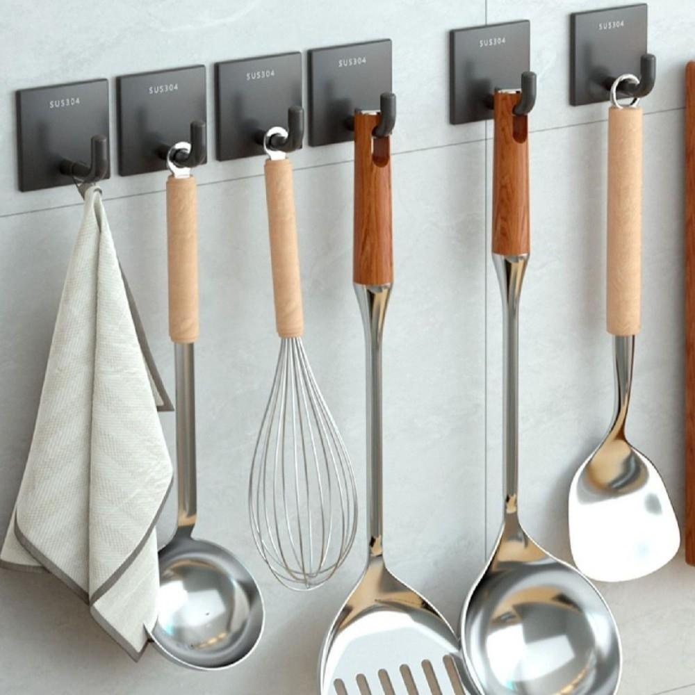 20PCS Rustproof Stainless Steel Hook Strong Adhesive Strong Adhesive Hook  Kitchen Use