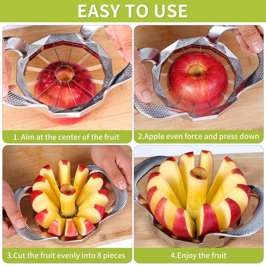 Fruit Cutter, 12-Blade Extra Large Apple Corer,Easy To Use, Time-Saving, Heavy Duty Stainless Steel Apple Slicer And Divider