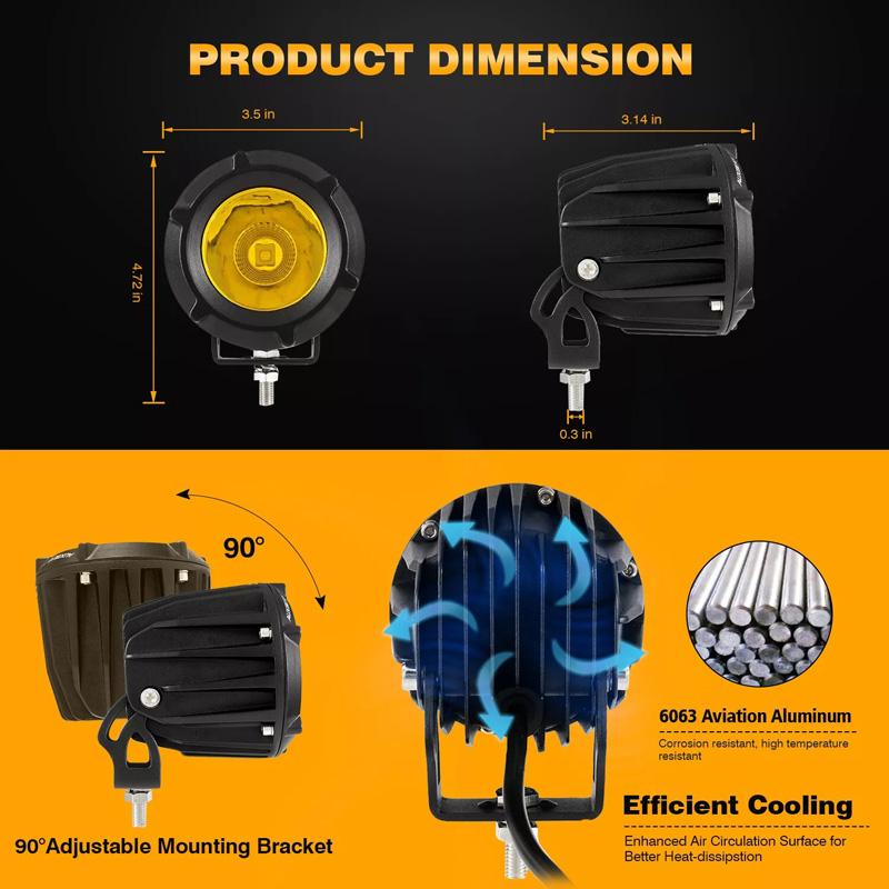 Motorcycle Led Headlight Spot Lamp Off-road Led Fog Lights Motorbike Scooter Vehicle Truck Running Lighting 3000K 6500k