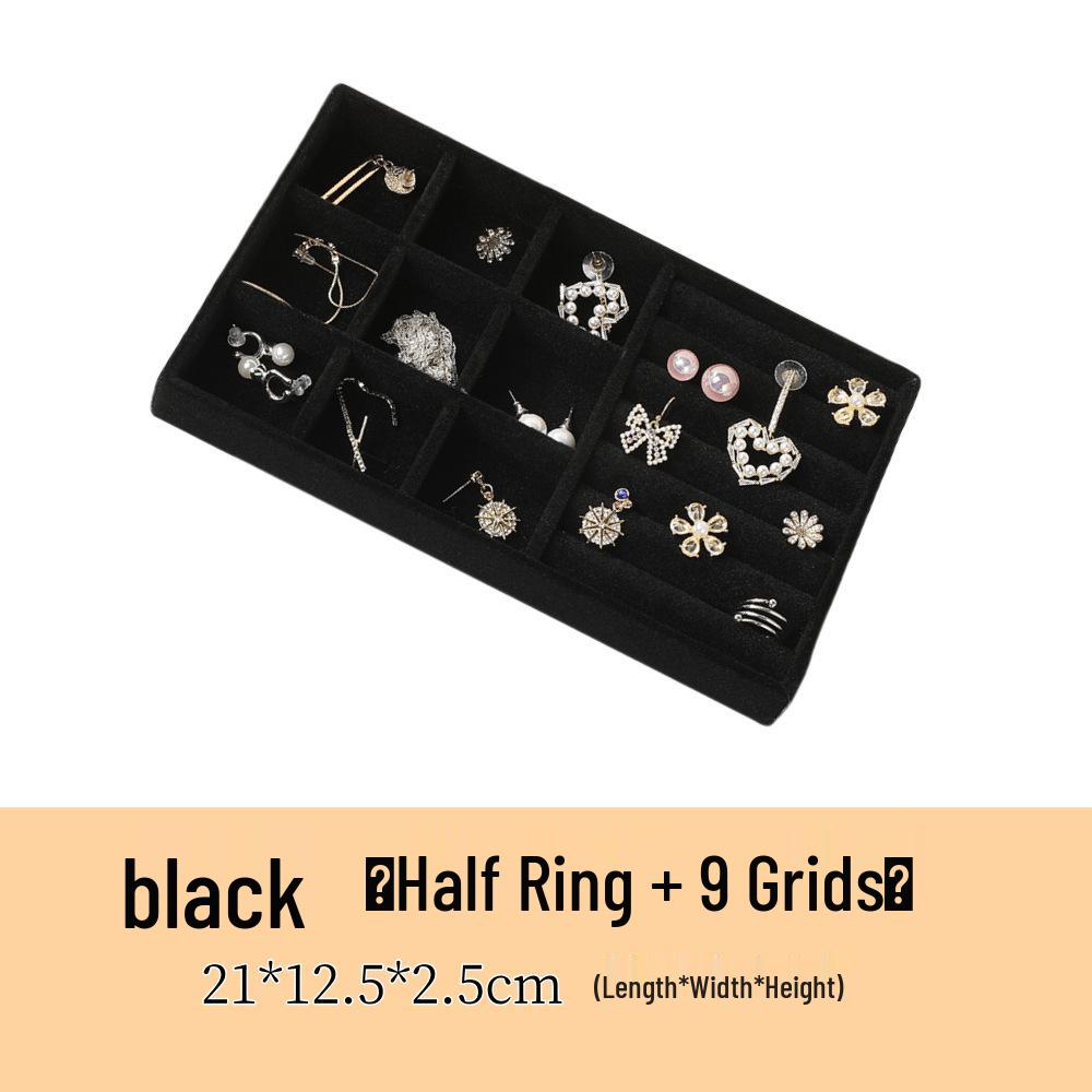 Velvet Jewelry Organizer Tray with Dividers for Necklaces, Earrings, and Rings