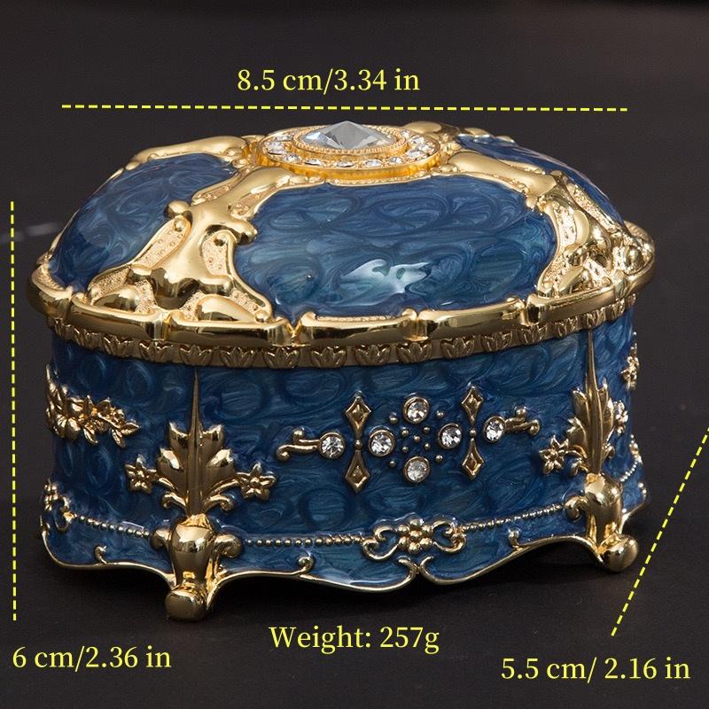 European Style Necklace Storage Box  ,Oval Alloy Large Inlaid Gem Ring Storage Jar Dresser Necklace Organizer Display Case