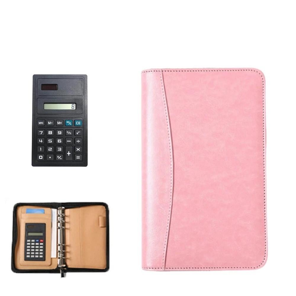 PU Leather Portfolio Binder Cover 6-Ring Business Notebook Loose Leaf Notebook  Conference Use