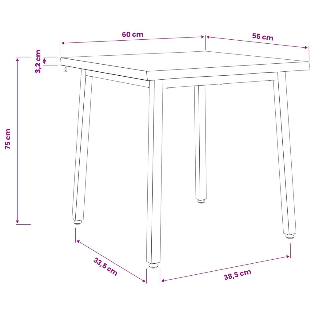60 x 55 x 75 cm Solid Acacia Wood Dark Brown and Black
