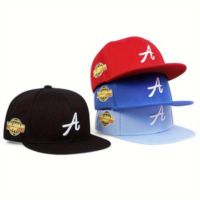 Casquette de baseball ajustable en coton avec broderie lettre A pour enfants, casquette plate de voyage pour garçons et filles