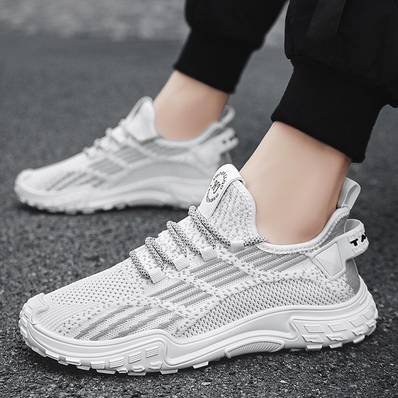 Men's shoes summer breathable mesh fly-woven soft-soled tide shoes simple and light sports and leisure commuting non-slip thin tide shoes
