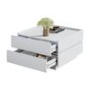 Functional Coffee Table for Living Room, 360 degrees Rotatable, Rotating Tabletop with 2 Shelves and Storage Space, Side Table Frame Pure White
