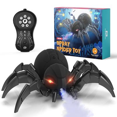 Interaktívna pavúčia hračka na diaľkové ovládanie so sprejom, svetlami a hudbou - Realistický robot tarantula na Halloween, narodeninové oslavy - Bezdrôtové diaľkové ovládanie