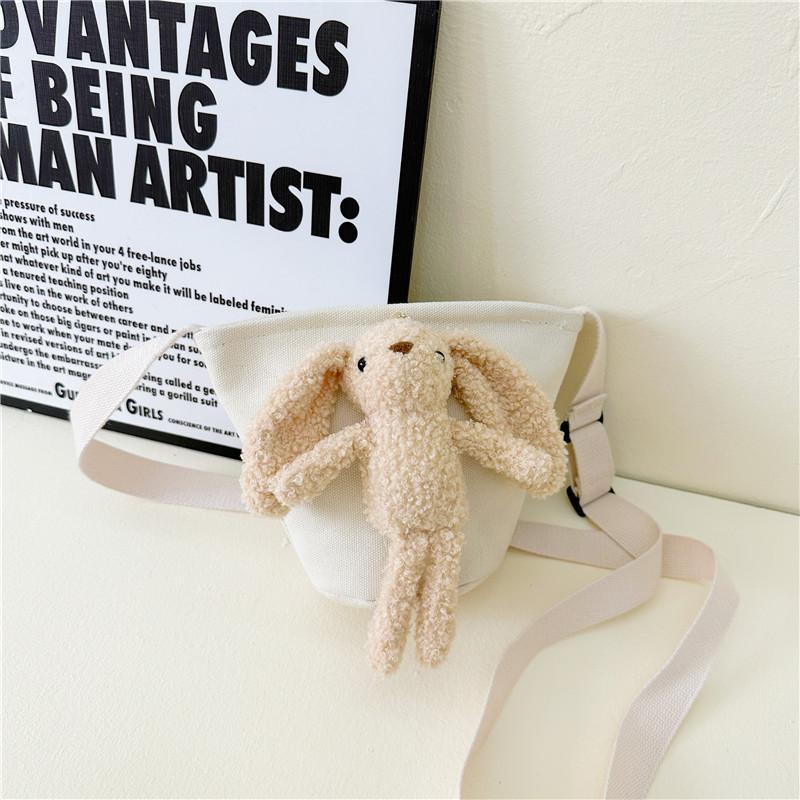 Adorable Korean Style Children's Bear Crossbody Bag Cute Canvas Purse For Girls