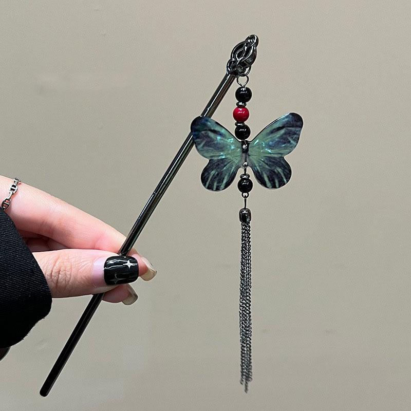 Chinese Style Hairpintassel Hairpins Vintage Butterfly Flower Temperament Elegan Hair Flower Tasse Chinese Hanfu Accessories
