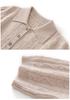 Short-Sleeve Women's Cashmere Polo with Lambswool Collar, Loose Fit, Versatile Cable Knit.