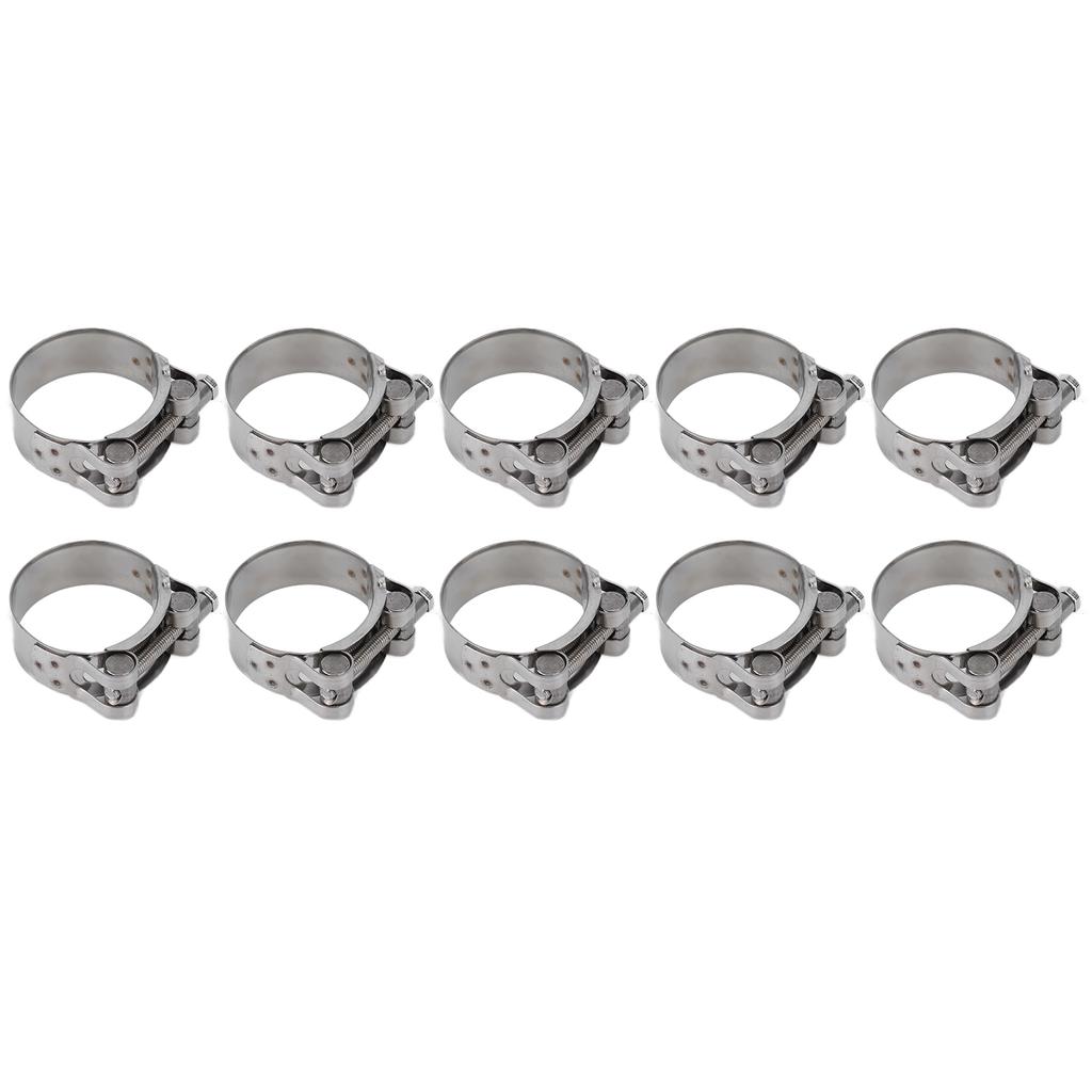 10Pcs Hose Clamp 201 Stainless Steel Reinforced Full Core Appearance Galvanized Pipe Clamps for Automotive Industrial