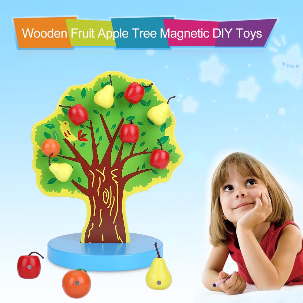 

Wooden Fruit Apple Tree Magnetic DIY Toys Role Play Toys for Children Kids Educational Gifts