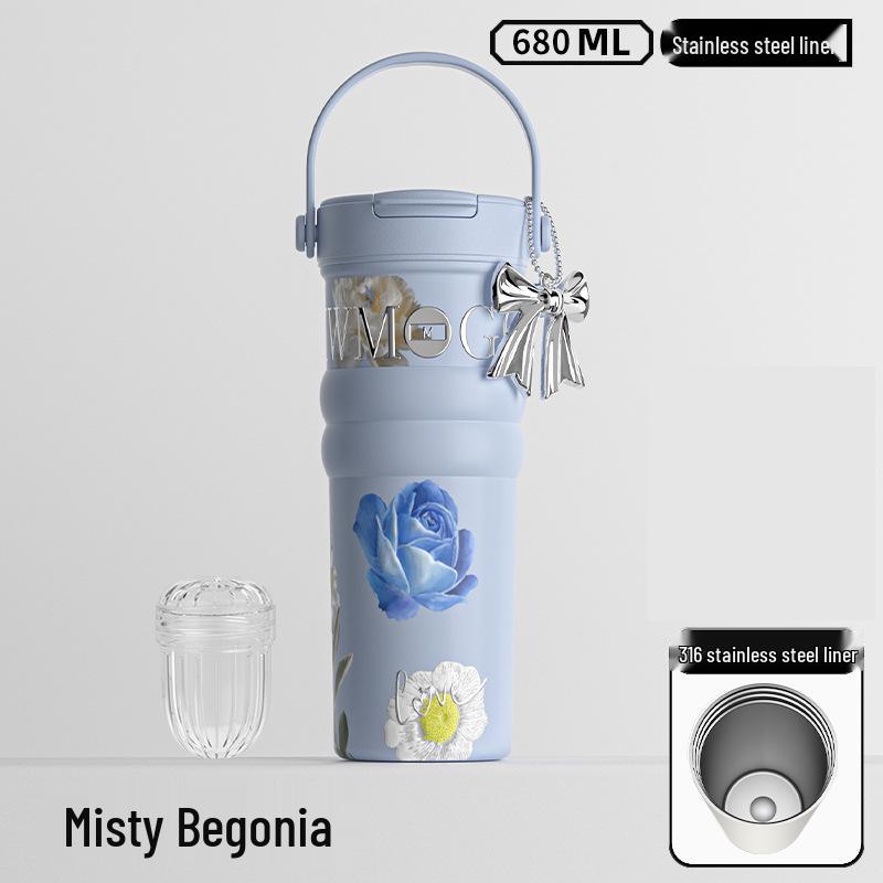 Large Floral Insulated Stainless Steel Travel Cup for Women - Perfect for Cars and Coffee