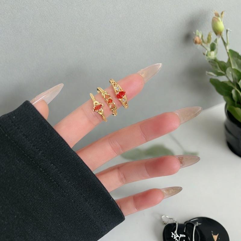 Yes, I Touched The Imitation Red Corundum Zir*****Pen Ring, Light Luxury, High-End Sense, Niche Ring Woman.