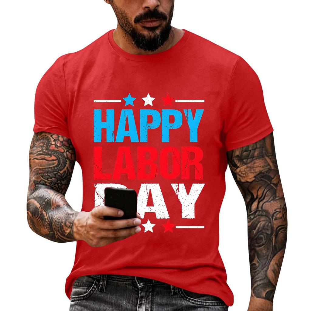 Men's Casual Loose Fit Short Sleeve T-Shirt Crew Neck Printed Graphic Tee Summer Top for Everyday Wear