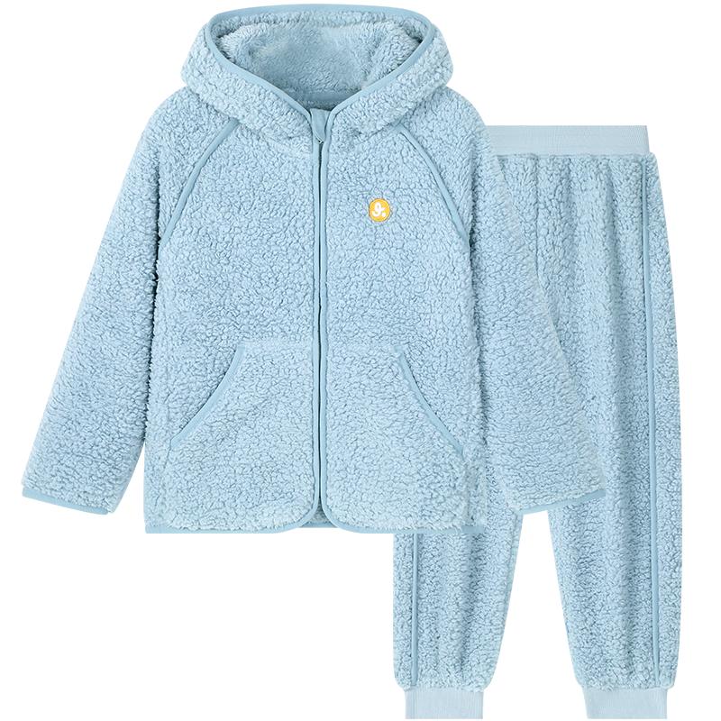 

Kids Anti-Static Thick Warm Lamb Velvet Pajama Set for Boys 130