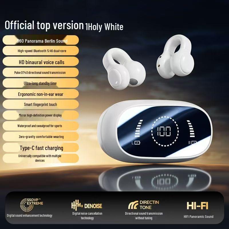 Universal M47 Bluetooth Earphones: Wireless, Clip-on, High Sound Quality, Extended Battery Life, Ideal for Gaming & Sports