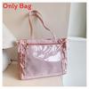 Large Capacity Transparent Nylon Tote With Zipper Closure And Internal Phone Pocket For Daily Wear