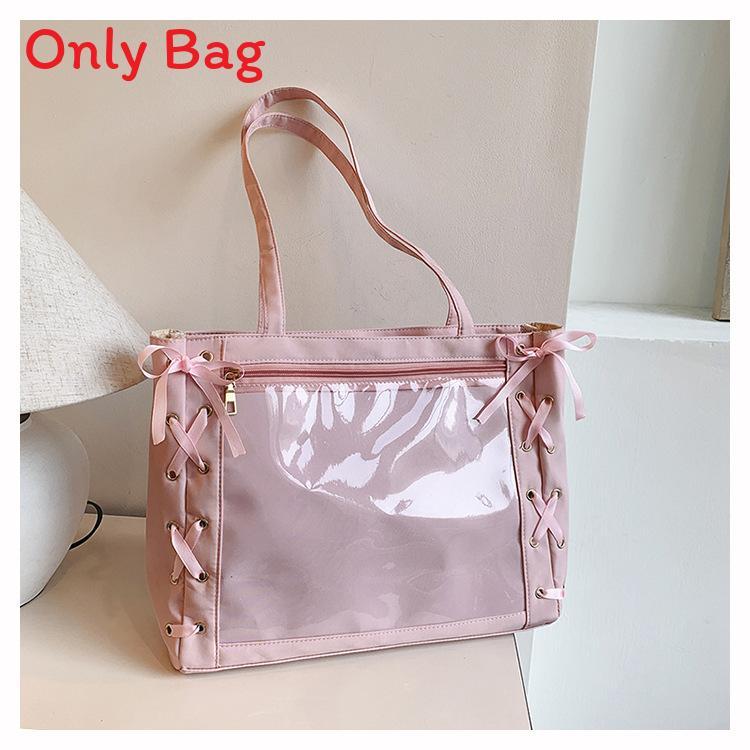 Large Capacity Transparent Nylon Tote With Zipper Closure And Internal Phone Pocket For Daily Wear