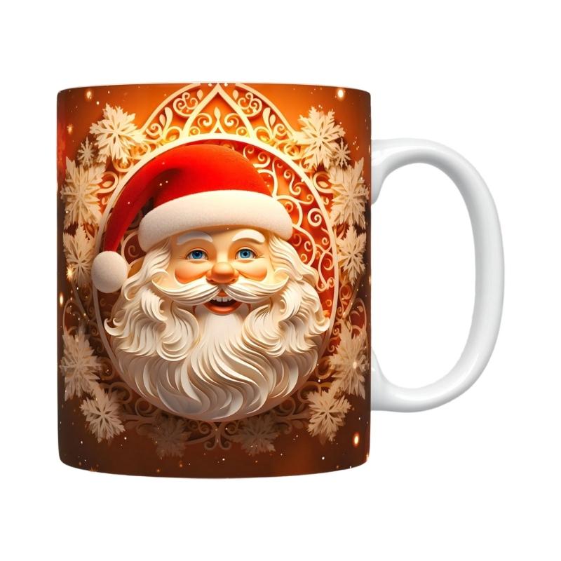 Hand Painted Santa Christmas Ceramic Mugs Durable Heat Resistant Coffee Cup For Holiday Parties And Family Gatherings