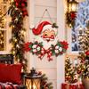 Retro Style Wooden Sign Christmas Door Hanger, Santa Claus Front Wall Plaque, Holiday Seasonal Decor for Entryway Mantel Corridor Decor,