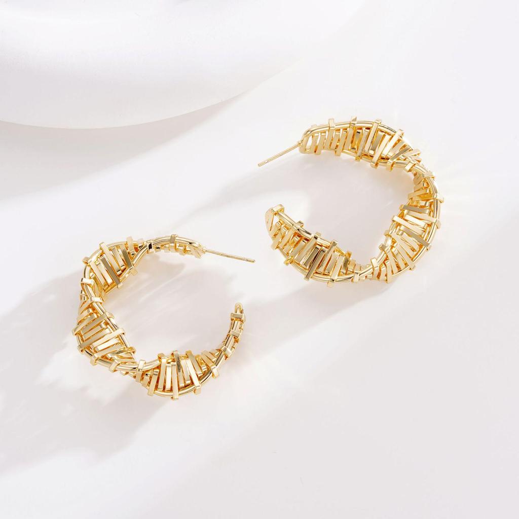 "Elegant Retro Gold Earrings: High-Grade Copper with Real Gold & 925 Silver Needles - Perfect for Valentine's Day"