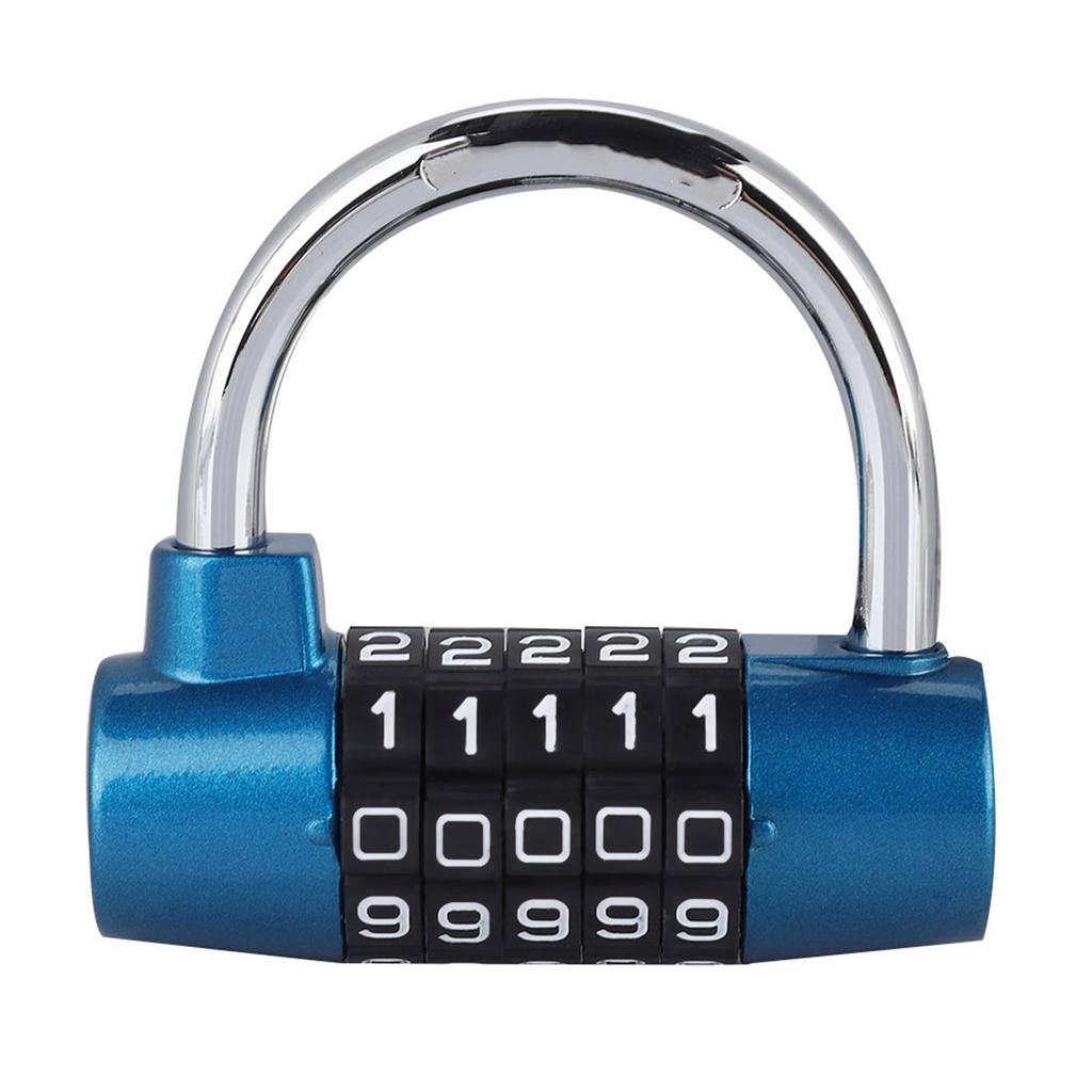 5 Digit Code Lock Padlock U shaped Suitcase Door Combination Lock Blue