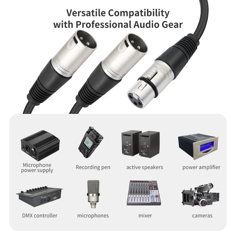 Professional 3Pin Splitter Cable Alloy Connectors Coppered Noise Less Studio Live Auditory Signal Distribution