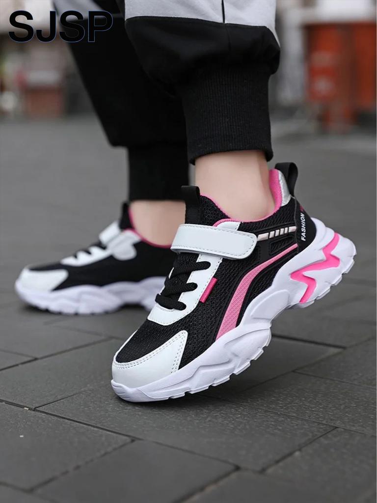 Children's Casual Pink Girls' Mesh Breathable Shoes, Fashionable Lightweight Running Shoes for Teenagers and Students Aged 7-15, Children's