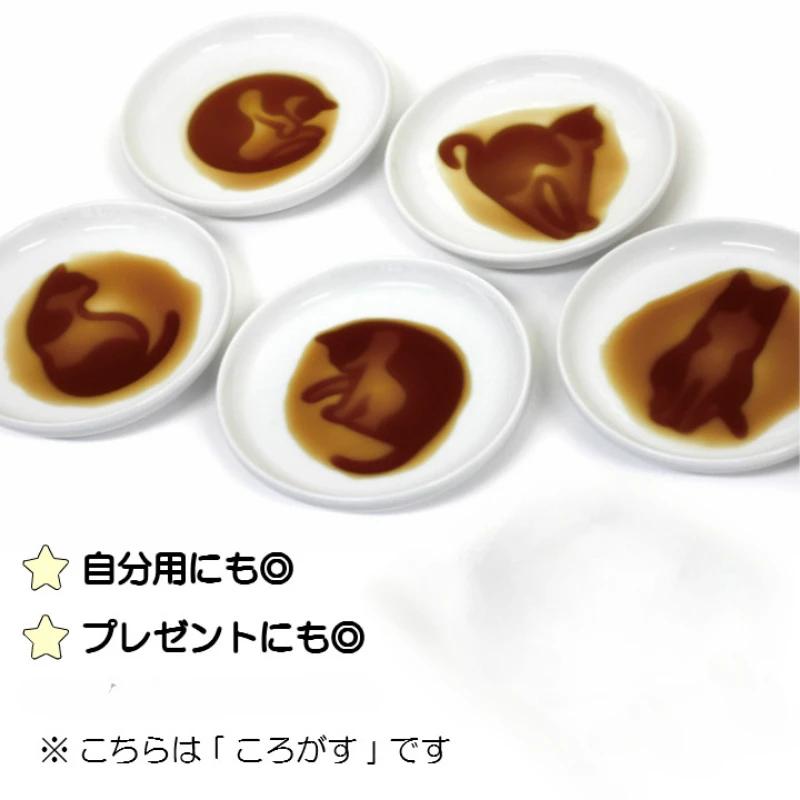 6 Piece Ceramic Seasoning Dish Set Japan Cat Condiment Plate Sauce Dish Hot Pot Soy Vinegar Wasabi Small Plate Kitchen Supplies