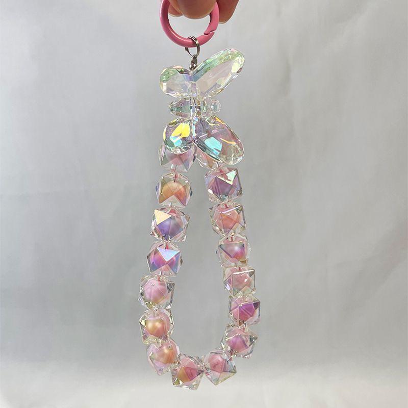 Phone Crystal Beaded Lanyard With Butterfly Bow Chain For Women And Men