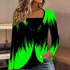 Tops for Women  Geometric Print Long Sleeve Fake Two‑Piece Top Fall Casual Slim Pullover Women's Long Sleeve Top