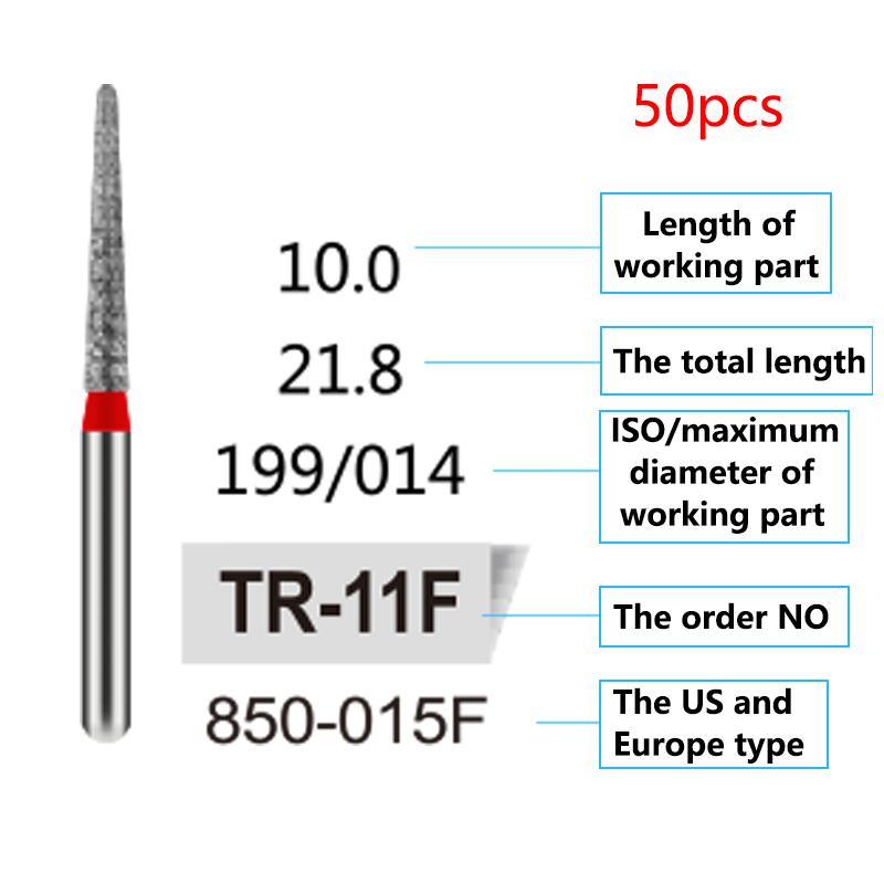 50Pcs Dental Diamond Burs Drill FG 1 6Mm For High Speed Handpiece Denspay Polishing Whitening Lab Material