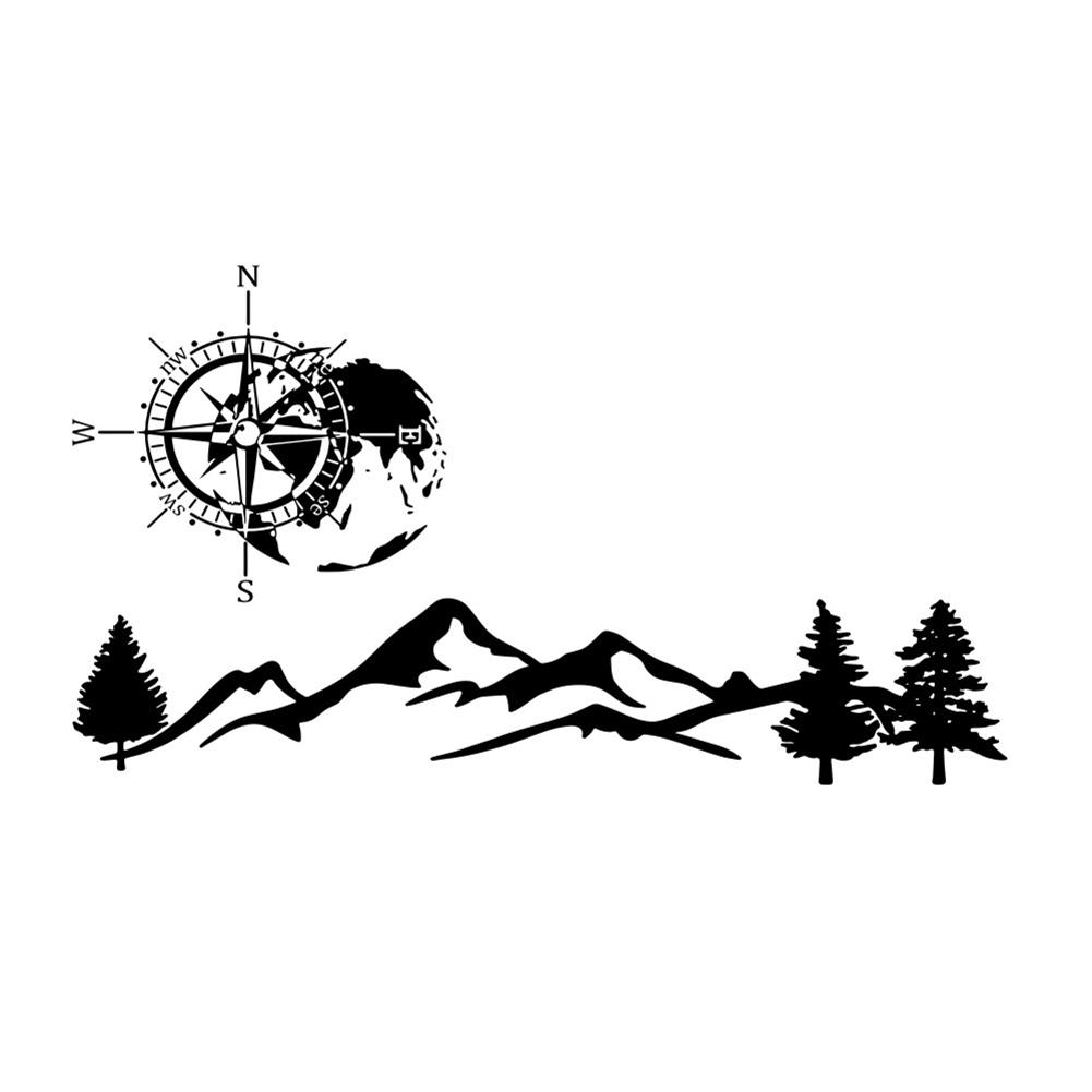 2pcs Sticker Accessories Black Car Car Sticker Compass