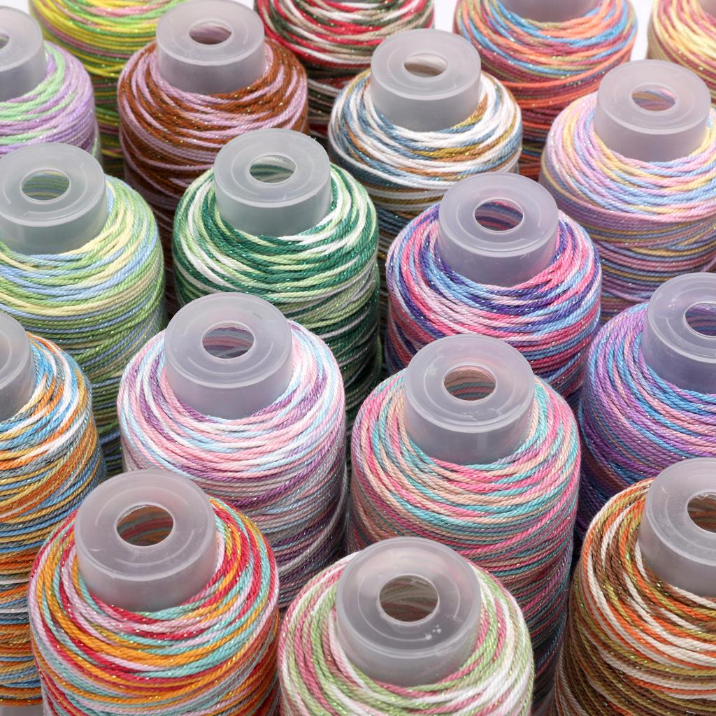 80Meter Polyester Cotton Thread Starry Sky Segment Dyeing Cord Sewing String DIY Handmade Accessories