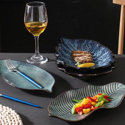 Ceramic Tableware Irregular Leaves Dinner Plate Decorations Sushi Dish Home Restaurant Large Fish Plate Dishes and Plates Sets