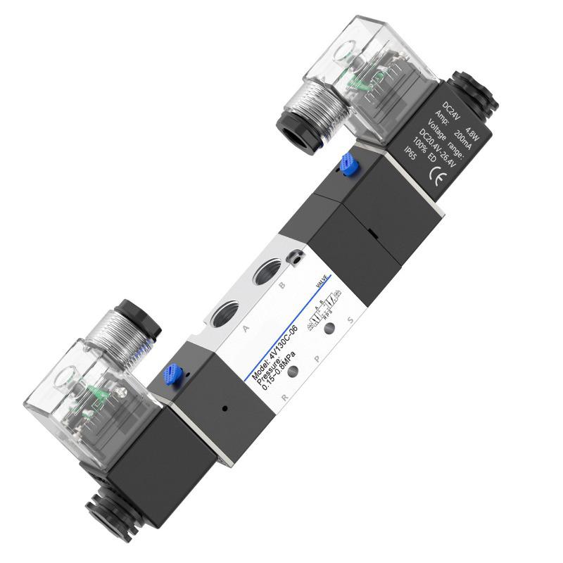 Three-position five-way solenoid valve 4V130C/4V230C/4v330C/4V430C DC24V AC220V DC12V Closed type solenoid valve Fuel System Fittings7
