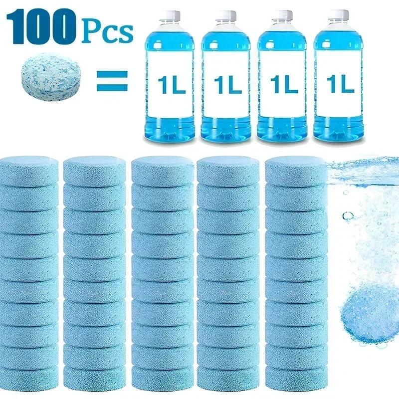 2-100pc Solid Cleaner Car Windshield Washer Fluid Concentrated Effervescen Tablets for Car Room Kitchen Window Glass Cleaning
