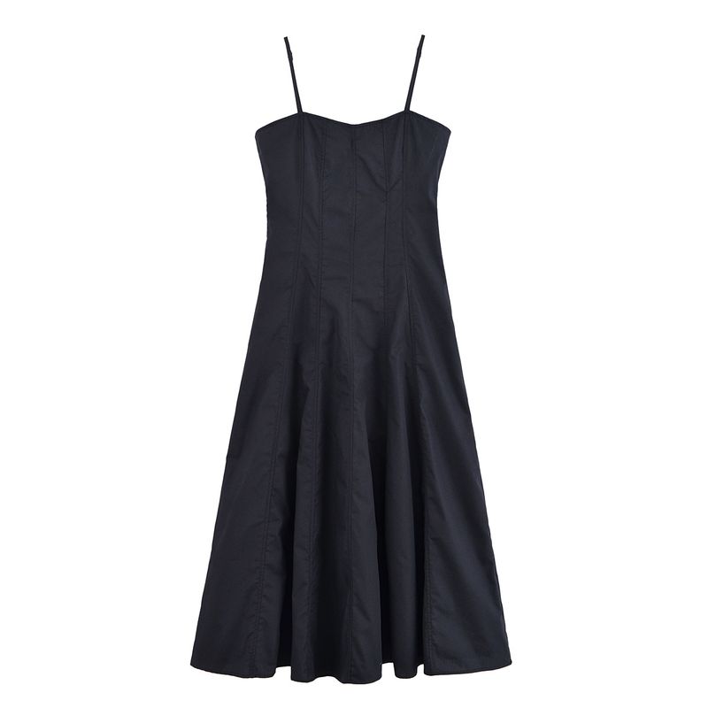 

Kaslead Новая женская одежда Западный стиль Мода Простой Облегающий талию Слинг Длинное платье 2973654 Black XS