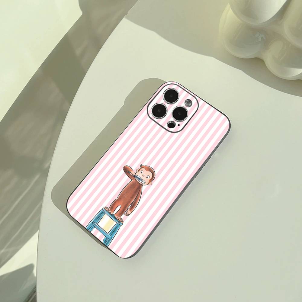 

C-Curious- G-George the Monkey Phone Case For iPhone 17,16,15,14,13,12,11 Pro Max,16Plus,XS Soft Black Cover iPhone17PRO