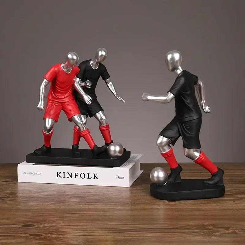 30cm Gold/Silver Football Player Action Figures Resin Statue Crafts Model Home Room Table Decoration Ornaments Collection Gift