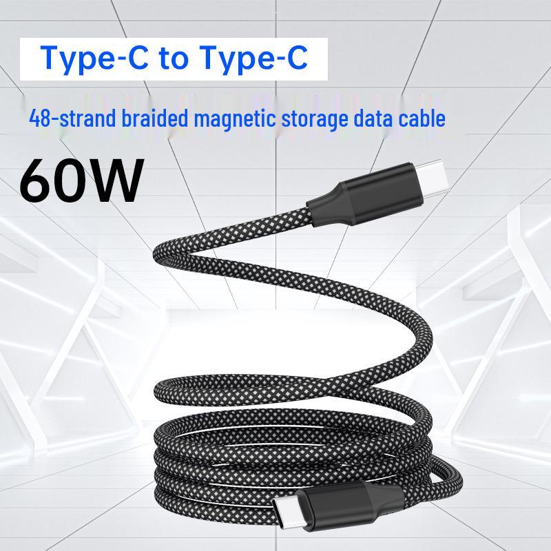 Dual-Color Braided Magnetic Cable for Apple & Huawei Type-C, 100W Charging, Aluminum Alloy