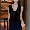 Knitted Tank Top for Women V Neck Sleeveless Hollow Out Crochet Camisole Top Summer Loose Casual Sweater Vest