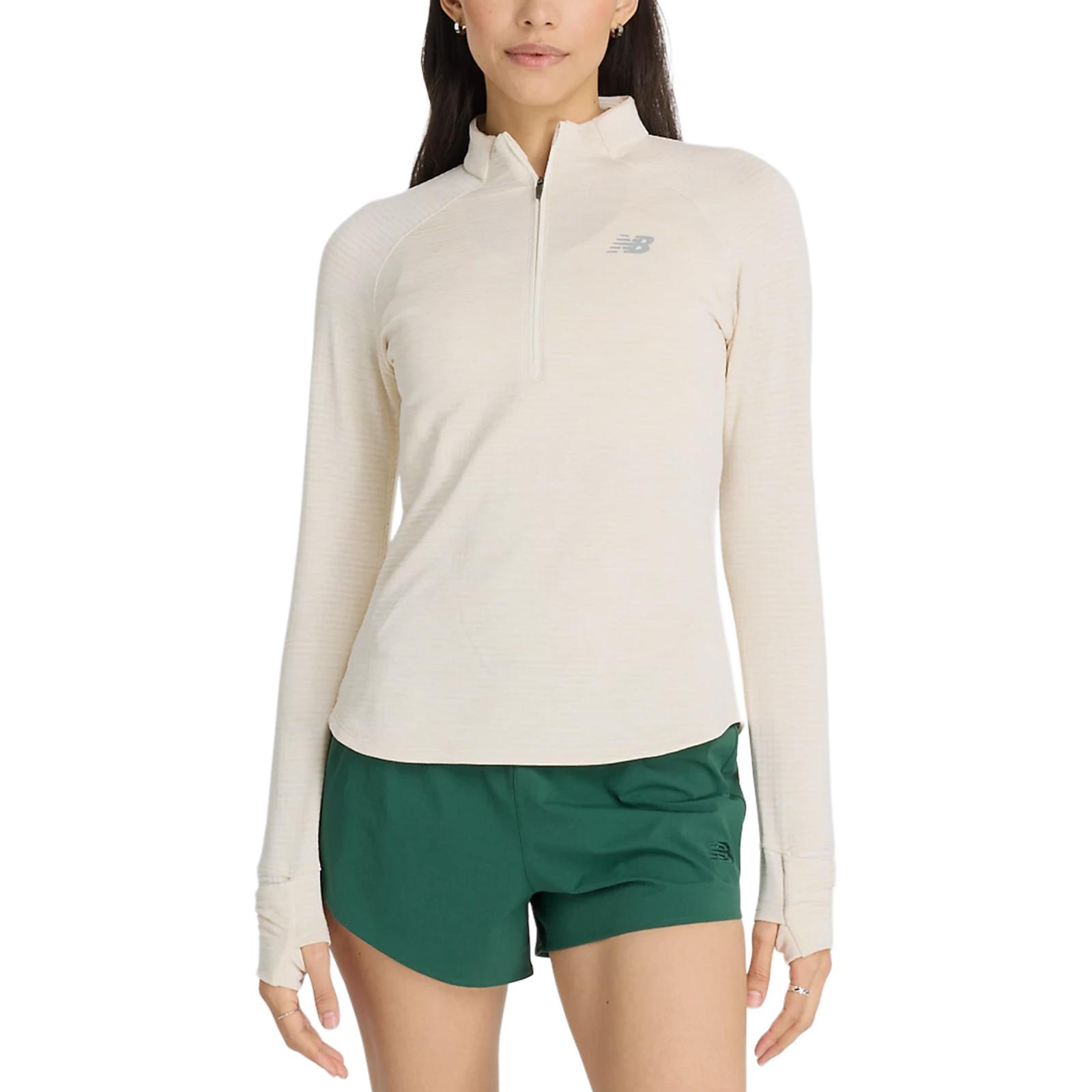 New Balance Heat Grid Raglan Sleeve T Shirt Women s Linen Mixed Color WT43200-LIT S