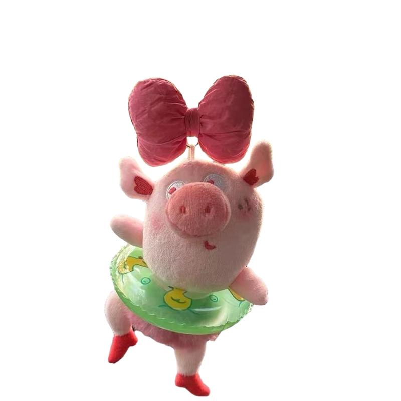 

Bow Swim Plush Ring Pig Car Pendant Girls Interior Decoration Kids Doll Gift зелёный