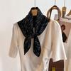 Summer thin silk scarf 71 medium square scarf blue letter high-end imitation silk wool scarf spring autumn and winter cotton and linen scarf women