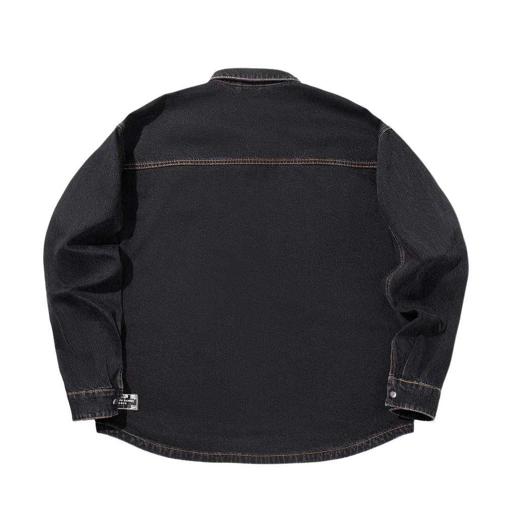Li Ning Denim Jackets Men's Black Denim Lapel Moderate ASHV133-2