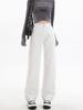 2025 Spring High Waist Straight Wide-Leg Jeans for Women - Petite Casual Long Pants