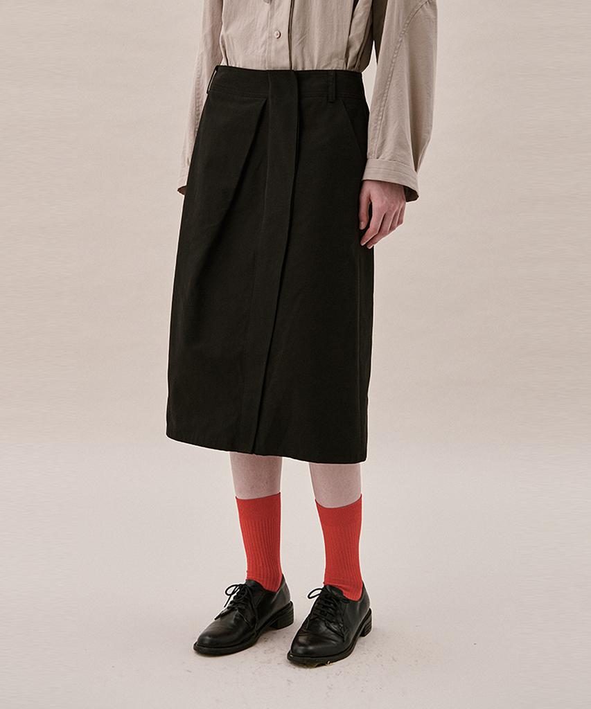 Awi Cotton Flap Skirt_Black